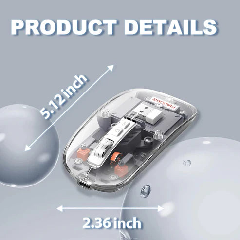 Transparent Wireless + Bluetooth Dual-Mode Rechargeable Mouse