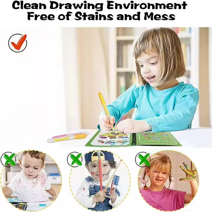 🎨 Magic Water Book Painting Drawing Coloring Board Book with Magic Water Pen