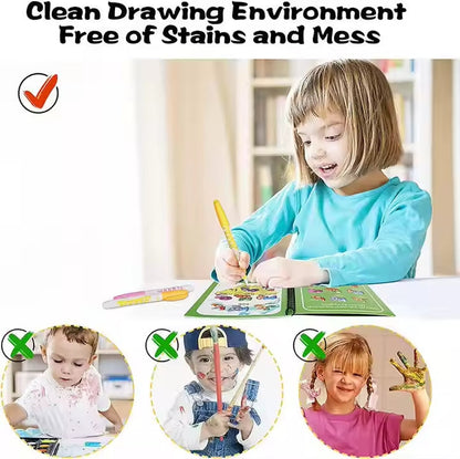 🎨 Magic Water Book Painting Drawing Coloring Board Book with Magic Water Pen