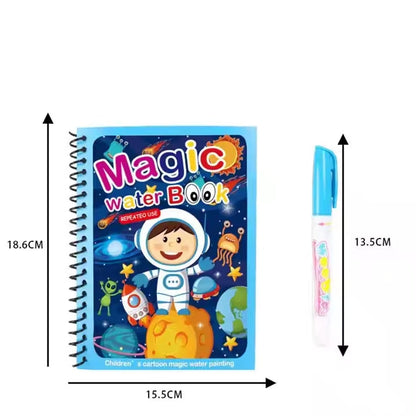 🎨 Magic Water Book Painting Drawing Coloring Board Book with Magic Water Pen