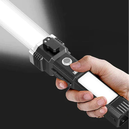 Rechargeable LED Torch & Multifunctional Tactical Hammer with Power Bank (Random Color)