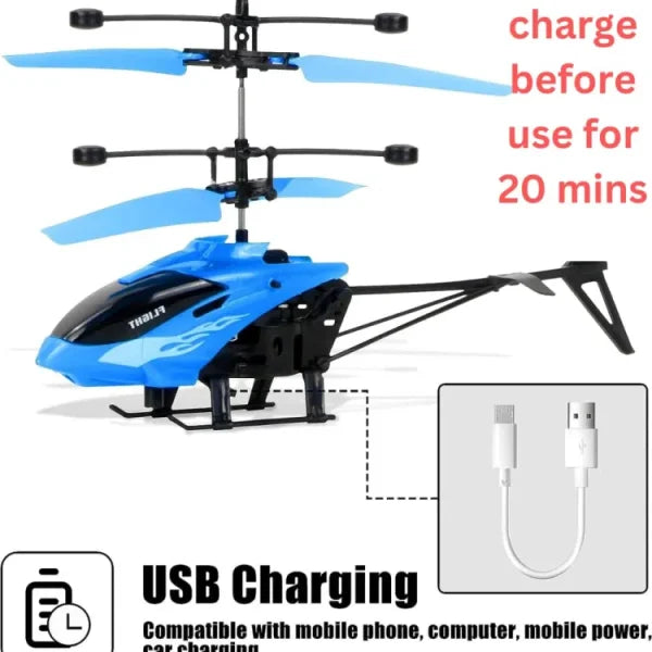 Rechargeable Hand Sensor Helicopter | Remote-Controlled with Lights & Impact Resistance